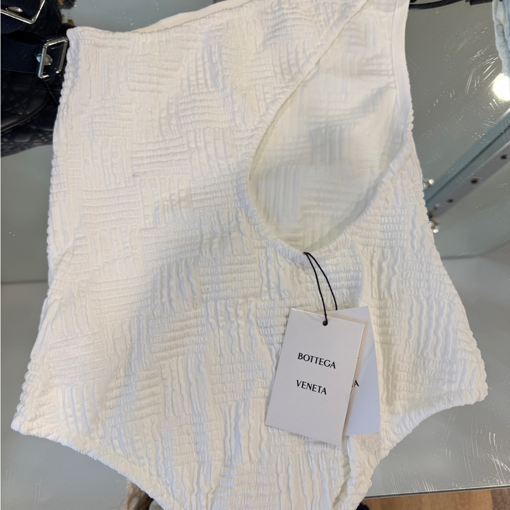 Bottega Veneta Cream Textured Bodysuit